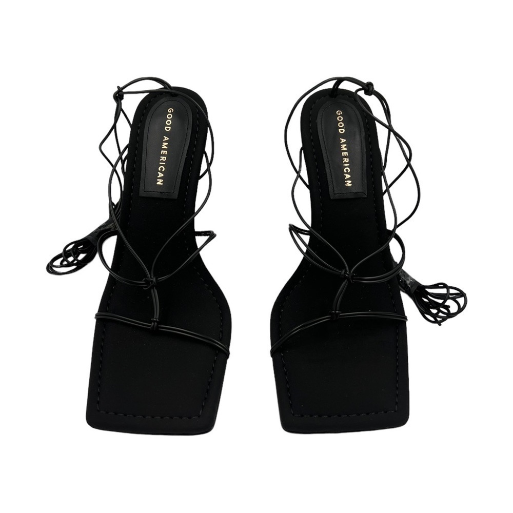 NIB GOOD AMERICAN Cage Slanted Sandals Neoprene Black 8 - Picture 4 of 11